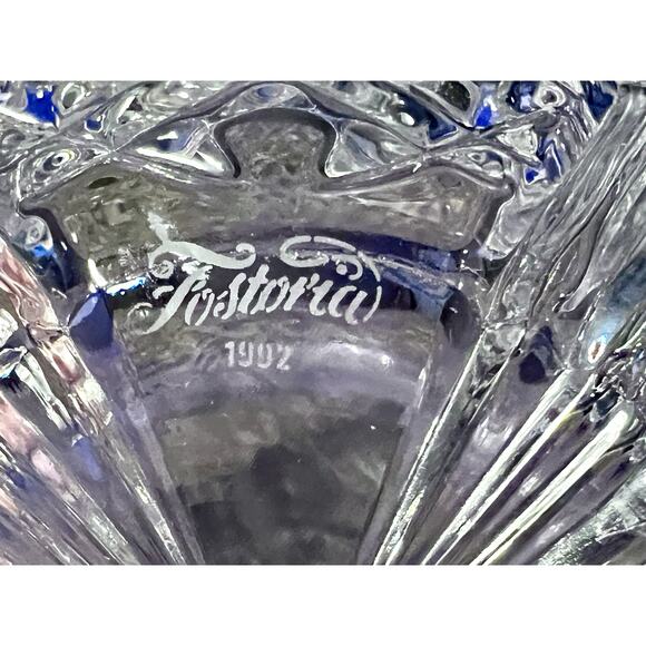 Fostoria Crystal Bowl-Clear Glass Pineapple Criss Cross Fan-Vintage 90s-8 in - Picture 4 of 5